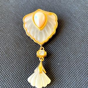 Frosted glass and faux pearl pendant.